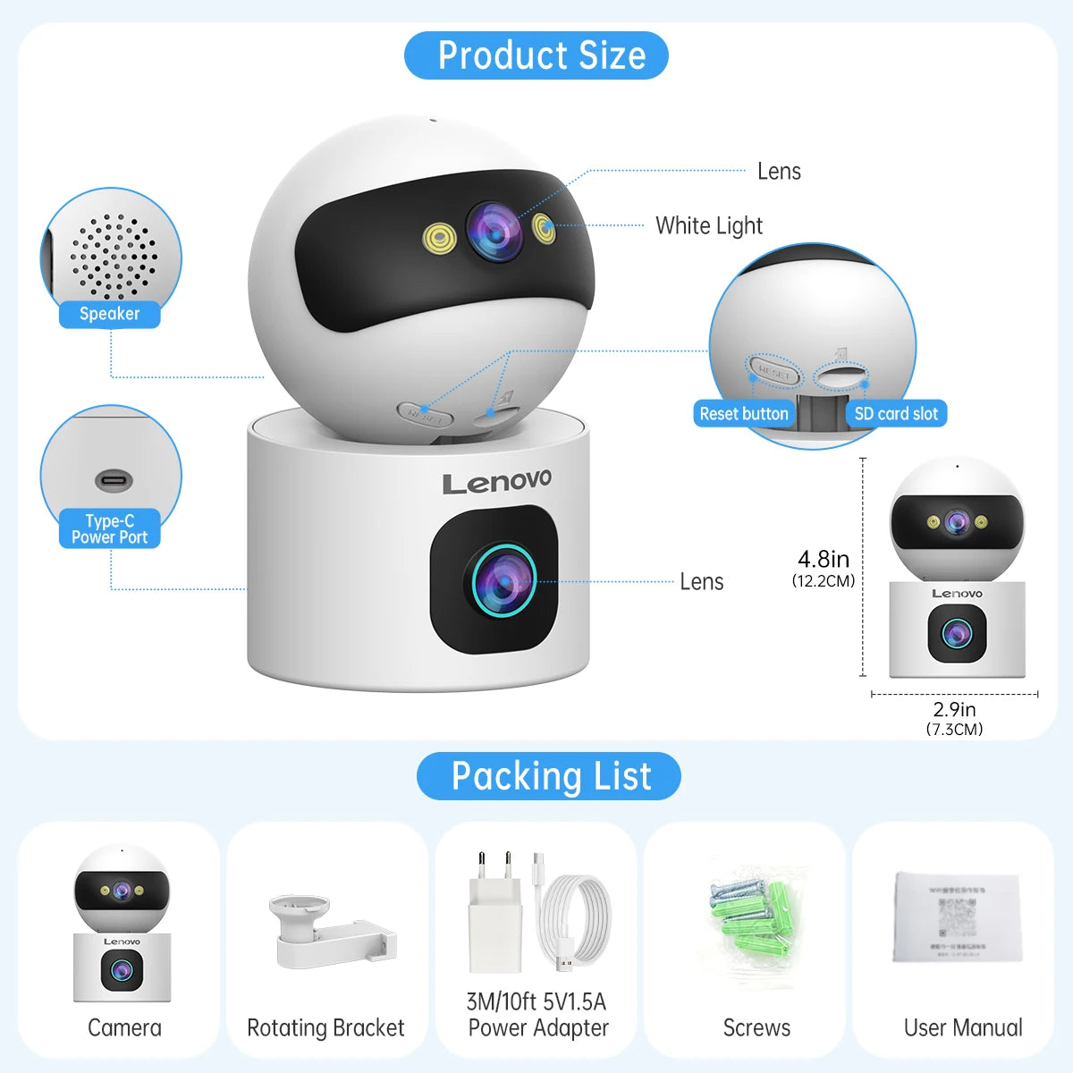 Lenovo 4K IP Camera 5G WiFi - FurryFinds