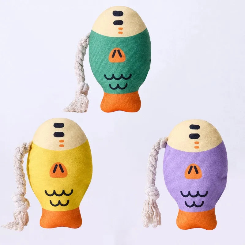 Gilly Plush Fish with Rope - FurryFinds